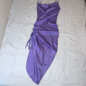 Lyaner Purple Cinch Slit XS Satin Assymetrical Formal Sleeveless Dress